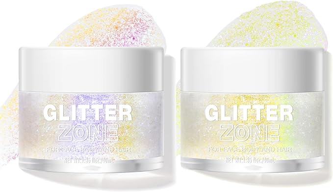 LANGMANNI Holographic Body Glitter Gel for Body, Face, Hair and Lip.Color Changing Glitter Gel Under Light. Vegan & Cruelty Free-1.35 oz (3# Neon Violet+4# Sapphire Blue)