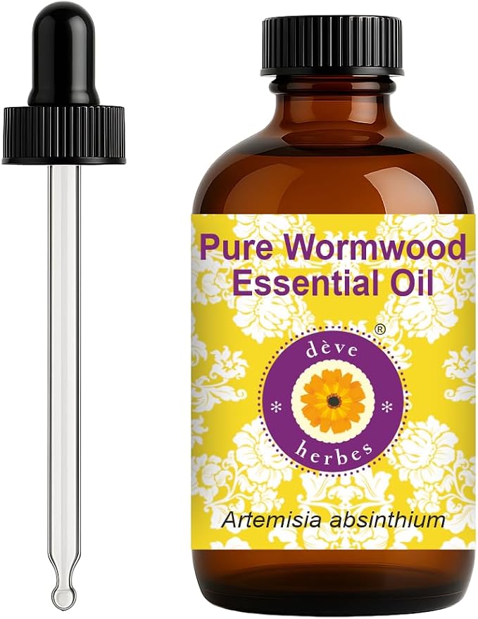 dève herbes Wormwood Essential Oil (Artemisia Absinthium) with Glass Dropper | Pure | Non-Sticky | Non-Greasy | Lightweight | Men & Women | All Skin Types | Steam Distilled 120ml (4 oz)