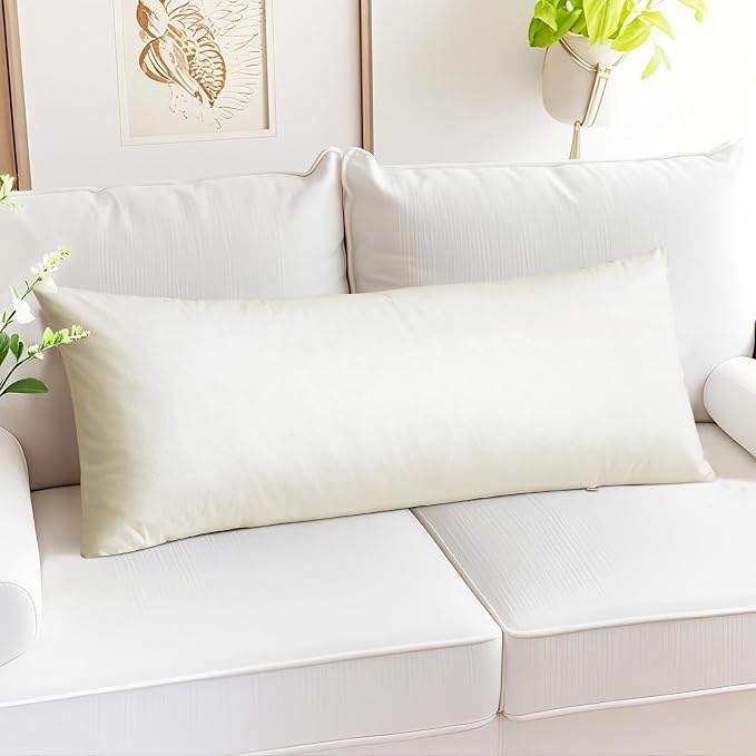 Artscope Luxury Velvet Lumbar Pillow Cover Super Soft Decorative Rectangle Throw Pillow Covers Case Cushion Covers for Sofa Couch Bedroom Car Decor 14x36 Inch Cream White