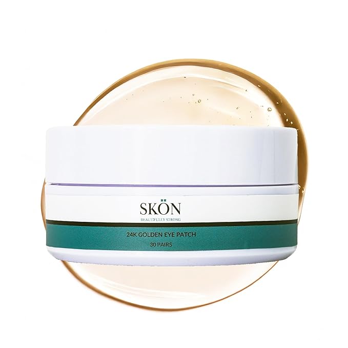 Skön Luxury Gold Under Eye Patches – 24K Gold Infused Hydrogel Eye Mask for Puffiness, Dark Circles & Wrinkles – Collagen Boosting Under Eye Treatment with Aloe Vera for Hydration & Firm, Radiant Skin