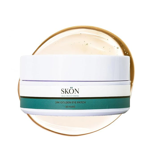 Skön Luxury Gold Under Eye Patches – 24K Gold Infused Hydrogel Eye Mask for Puffiness, Dark Circles & Wrinkles – Collagen Boosting Under Eye Treatment with Aloe Vera for Hydration & Firm, Radiant Skin