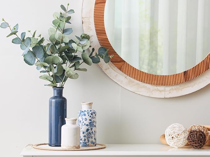 ooit Ceramic Vintage Vases Set of 3, Blue and White Flower Decorative Vase Chinoiserie Decor Rustic Farmhouse Retro Floral Vases for Table Bookshelf Mantel Kitchen Living Room Office