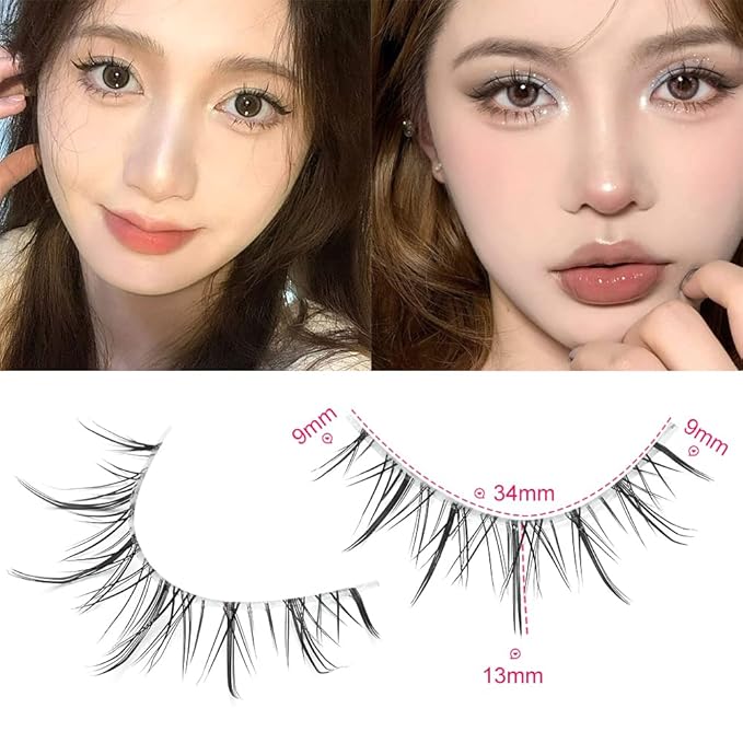 outopen Manga Lashes with Clear Band Japanese Anime Cosplay Eyelashes Asian False Eyelashes Natural Look Like Individual Clusters(B02-Asian Style | 9-13MM)
