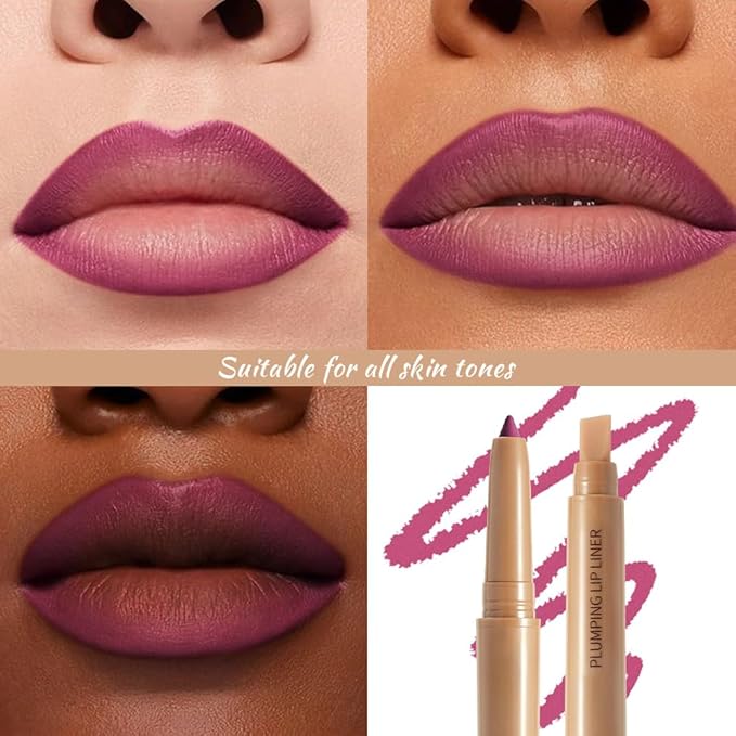 Plum Matte Lip Liner Pencil, Long-Lasting Waterproof, Creamy Formula with Silicone Smudger (3#, 1 Count (Pack of 1))