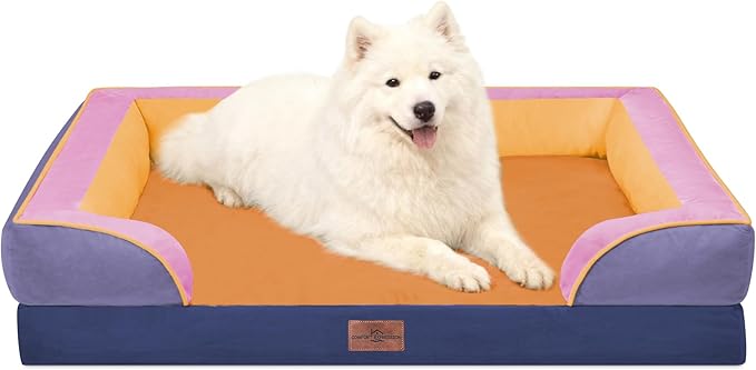 Comfort Expression Orthopedic Dog Beds for Large Sized Dog with Bolster | Waterproof Dog Couch Bed with Washable Cover & Non-Slip Bottom, Supportive Egg Crate Foam Large Pet Bed, 36x27 Inch