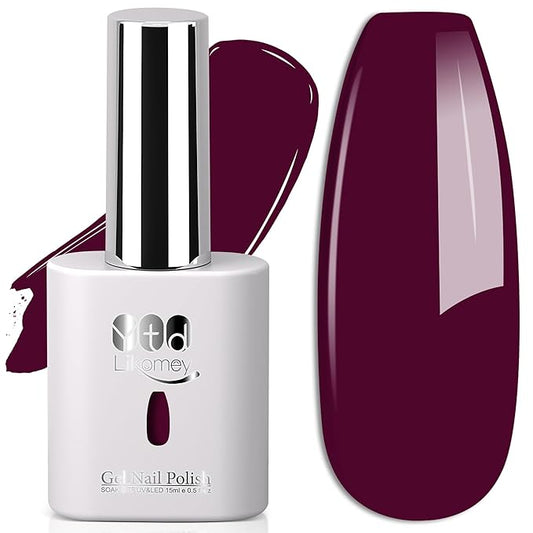 YTD Likomey Plum Gel Nail Polish,15ml Wine Purple Salon Home DIY Manicure and Pedicure Eggplant Fall Winter UV Color Varnish,CS479