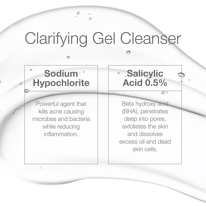 CLn® Acne Cleanser-The Only Cleanser with 0.5% Salicylic Acid Preserved with Sodium Hypochlorite for Clarifying Skin from Blackheads & Breakouts, Oil-Free & Fragrance-Free, 8 fl oz (Pack of 2)