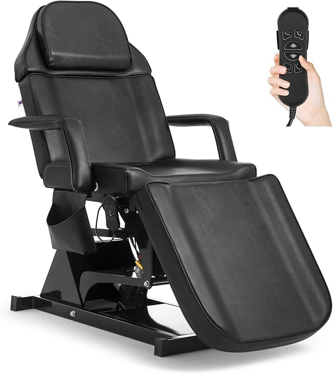 Artist hand Facial Bed for Esthetician Massage Table Beauty Bed Medical Aesthetic Tattoo Chair with 3 Motor Electrical Adjustments,Black