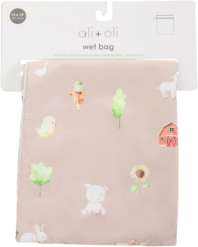 Ali+Oli Wet Dry Bag, Dual Compartment, Water Resistant, Baby Gear | Swimwear storage, Stroller attachment, Daycare essentials, Clothing separation, Travel organization, Reusable