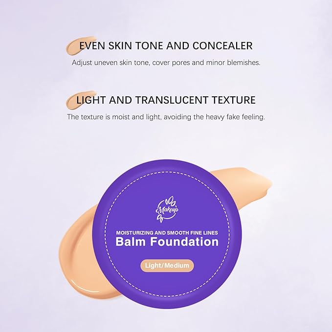 Foundation for Mature Skin–Hydrating Age-Defying Makeup Coverage Balm Foundation, Non-Settling Formula for Older Women, Blurs Fine Lines, Satin Finish for All Skin Types (Light/Medium)