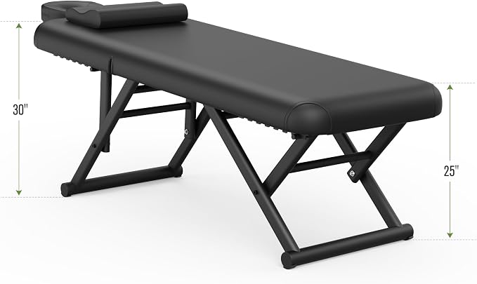 Olela Heavy Duty Stationary Massage Table - Adjustable Massage Table with Adjustable Height & Backrest, Spa Tables with PU Leather, C-Shaped Pillow and Sturdy Metal Frame Support Up to 1000LBS