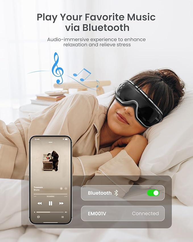 RENPHO Eye Massager with Heat, Christmas Birthday Gifts for Women Men Her, Eyeris 1 Heated Sleep Mask, Eye Care, Headache Massager for Migraines with Bluetooth Music