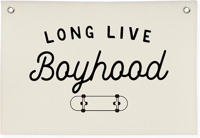 Boys Room Nursery Decor，Long Live Boyhood Skateboard Wall Decor Hanging Flag Nursery Toddler Kids Room Decoration,Gifts for Teens, Minimalist Wall Decor, Vintage Sports Nursery Decor boyroom banner