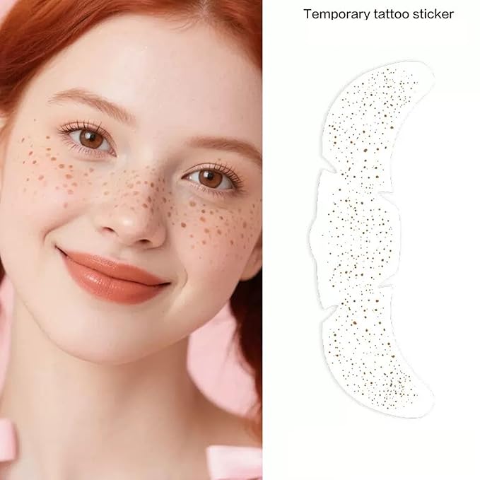 Brown Freckle Tattoos Stickers – Natural Looking Faux Freckles for Face | Waterproof, Long-Lasting, Easy to Apply & Remove | Star, Love & Freckle Design | Temporary Freckle Makeup for Women 8PCS
