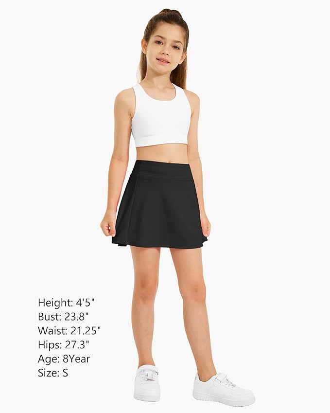 Stelle Girls Tennis Skirts with Pockets Athletic Skorts Inner Shorts High Waisted Sports Golf Running Skirt