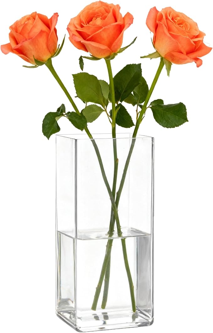 Acrylic Square Flower Vase, Non-breakable Vase, 5" x 5" x 12" Tall Clear Vases for Flower, Large Cube Floral Plant Container, Planter Terrarium for Wedding Party Event, Home Office Decor