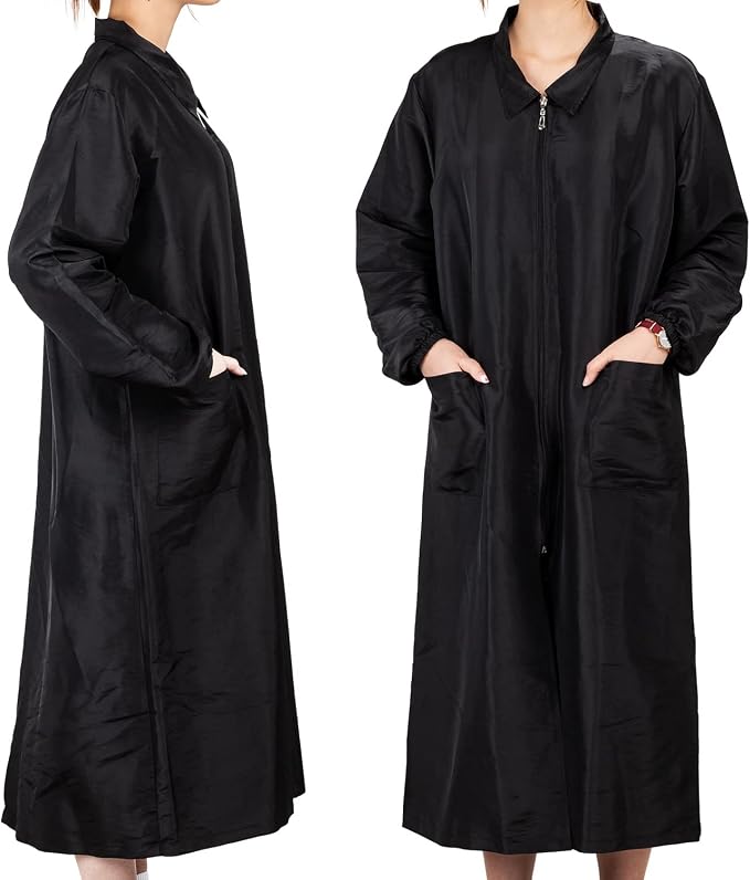 Noverlife Professional Full Coverage Long Sleeve Grooming Smock Collection | Anti-static Splash Proof Knee-Length Workwear for Pet Groomer Hair Stylist Gardener, Hair Resistant Protective Gown Shop Coat