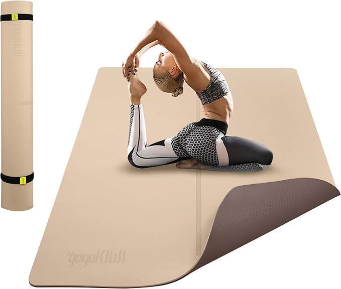Gogokiwi Large Yoga Mat (6'x4') – 1/4" & 1/2" Thick Exercise Mats for Home Workout, Extra Wide Workout Mats for Home Gym, Yoga, Pilates, Stretching, Floor & More