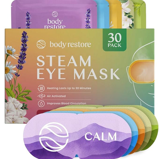 Body Restore Heated Eye Mask for Dry Eyes 30 Pack - Boo Basket Stuffers for Women, Self Heating Warm Compress, Christmas Stocking Stuffers, Birthday Gifts, White Elephant, Relaxation - Variety