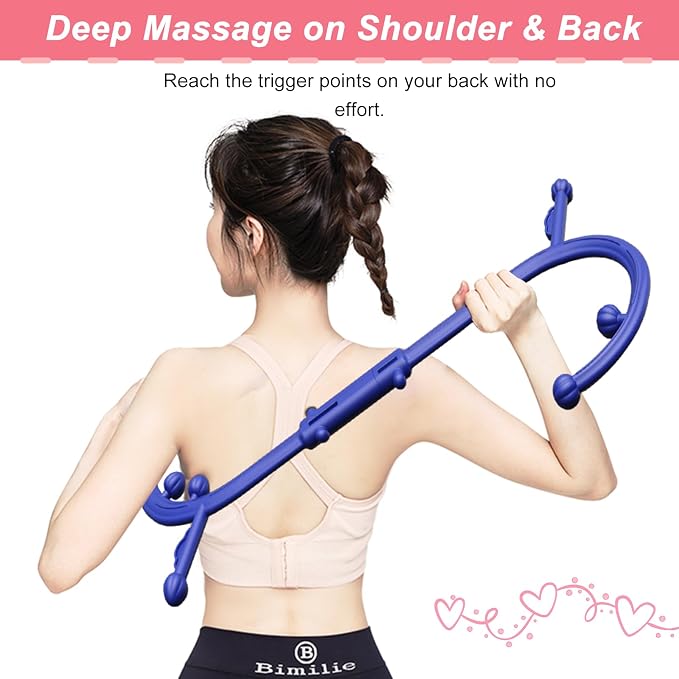 Back Massager for Pain Relief Deep Tissue - Trigger Point Cane,Massage Stick for Pain Relief,Muscle Release Tool Self Hook Cane for Women & Men(Blue)