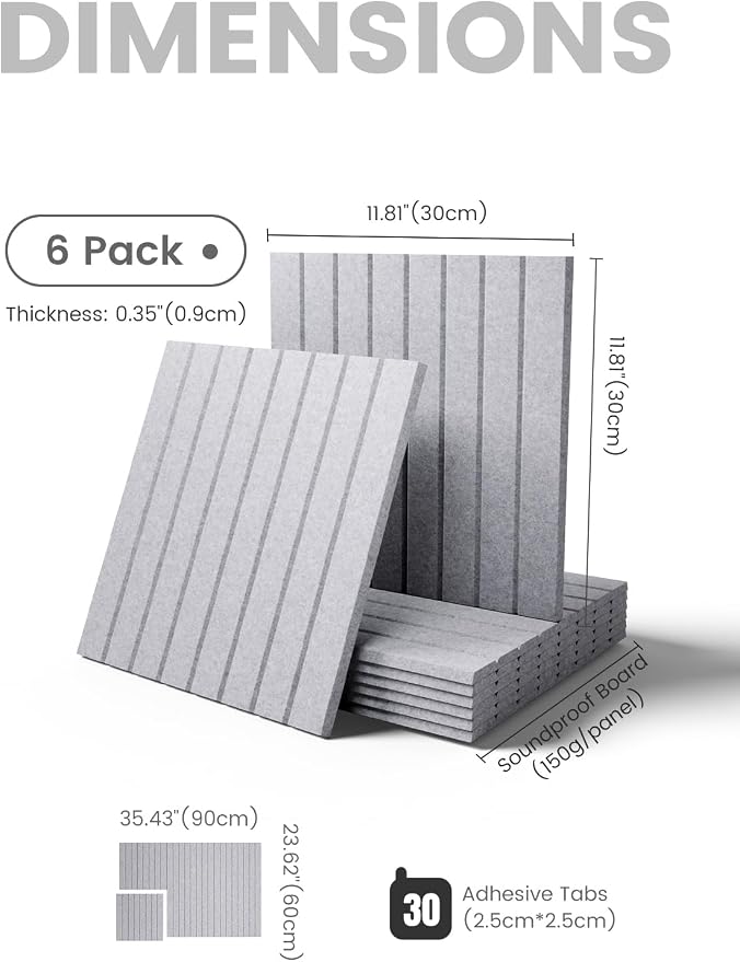 Fluxynara 36" x 24" Large Felt Bulletin Board, Soft Gray | 6 Pack Cork Board Alternative with 30 Safe Adhesive Tabs, Felt Pin Boards for Wall Decor, Home, Office, Classroom, Dorm