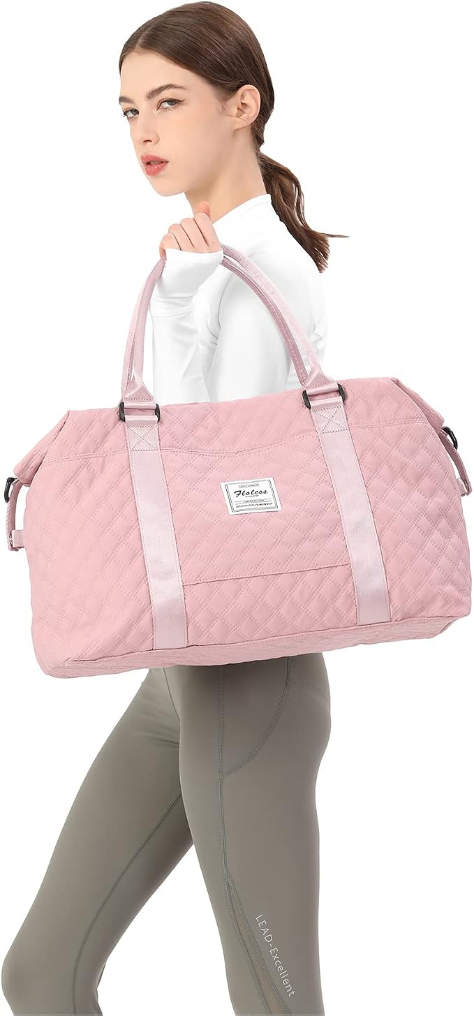 Travel Duffel Bag, Carry On Overnight Weekender Bags for Women | Travel Bag with Wet Pocket & Trolley Sleeve, For Spirit Airlines 18x14x8 Personal Item Bag