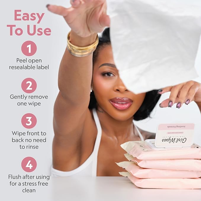 Girl Wipes Flushable Intimate Wipes for Women – Fragrance Free, pH Balanced Feminine Wipes for Sensitive Skin, Hypoallergenic, Vegan, Gynecologist & Dermatologist Approved (1-pack)