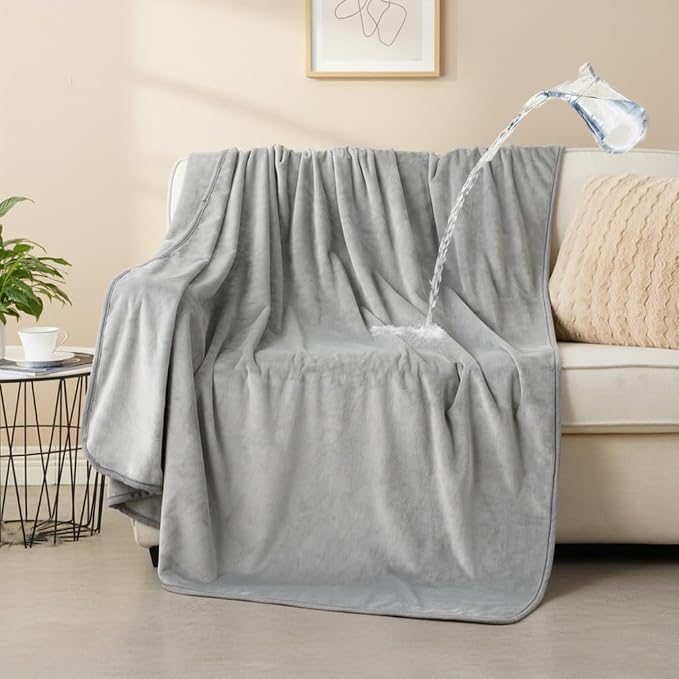Waterproof Pet Blanket for Small Dogs and Cats | Reversible Flannel Fleece Throw Blanket for Sofa Couch Puppy Leakproof, Washable Furniture Protector 30"x40",Light Grey