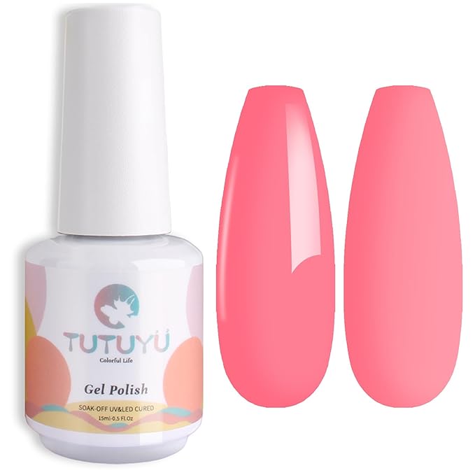 Pastel Coral Pink Gel Nail Polish,Macaron Coral Pink Gel Polish for Nail Art Starter or Manicure Salon, 0.51 Fl Oz - GP0022