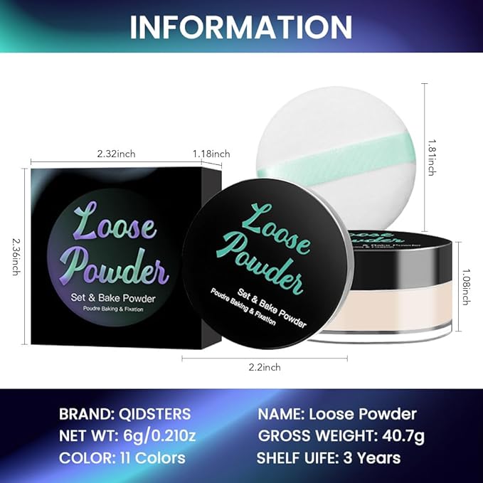 Blurring Loose powder, Silky Setting Powder for all skin Built-in powder puff (Medium Tan, 0.21 Fl Oz (Pack of 1))