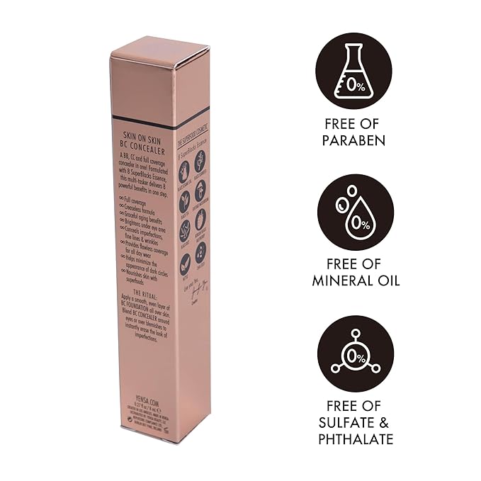 YENSA Skin On Skin BB + CC Full Coverage Concealer - Color Correcting Serum Concealer - Creaseless & Brightening Formula with Hyaluronic Acid & Superfood Complex - Light Neutral (0.34 Fl oz)