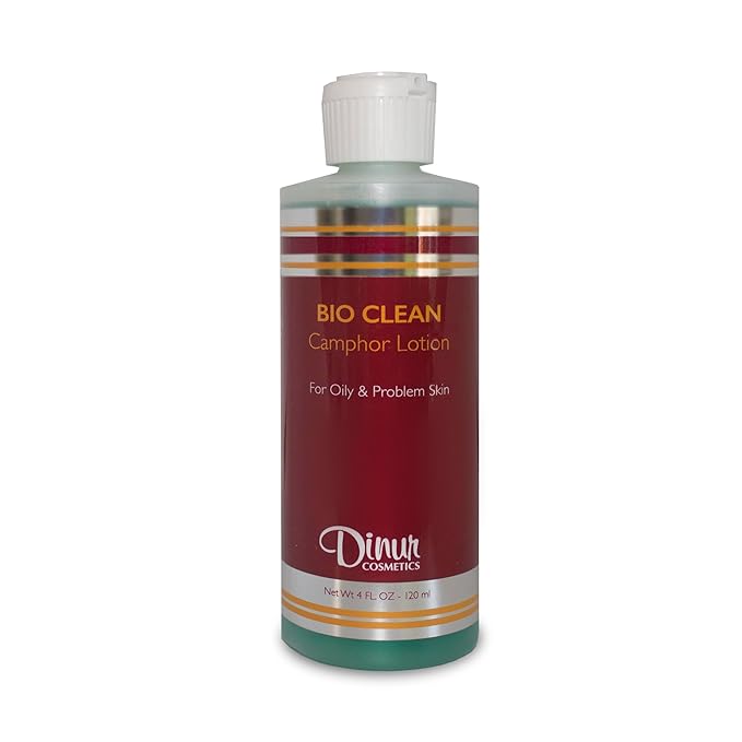 Dinur Cosmetics Bio Clean Camphor Lotion for Oily & Problem Skin Balances Skin Texture Helps Drying & Fight Blemishes 4 fl. oz. 120ml