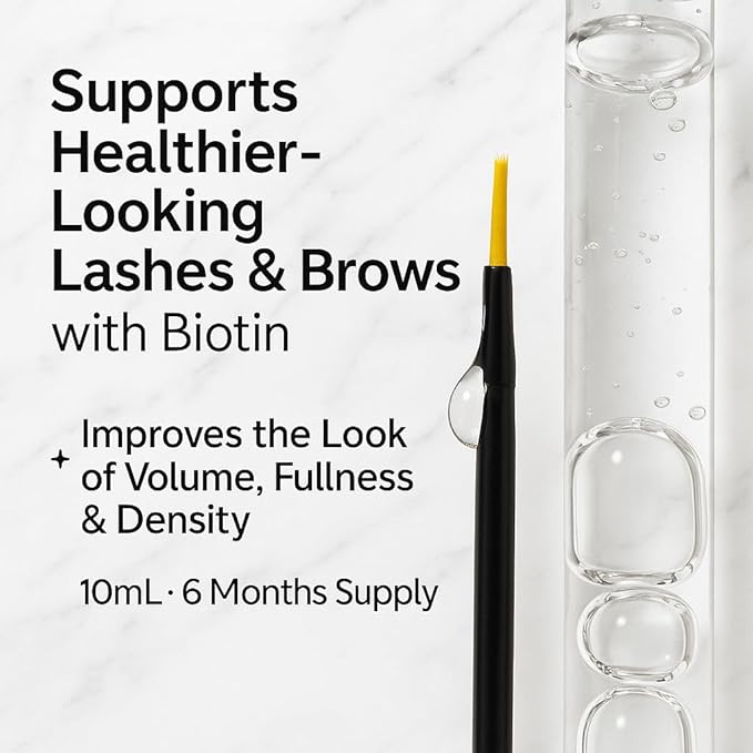 Advanced Biotin Eyebrow Eyelash Boosting Serum Ultimate Growth Serum with Hyaluronic Acid - Dermatologist Approved for Thin lashes, Patchy & Over-Tweezed Eyebrows - Fast Absorbing 10ml