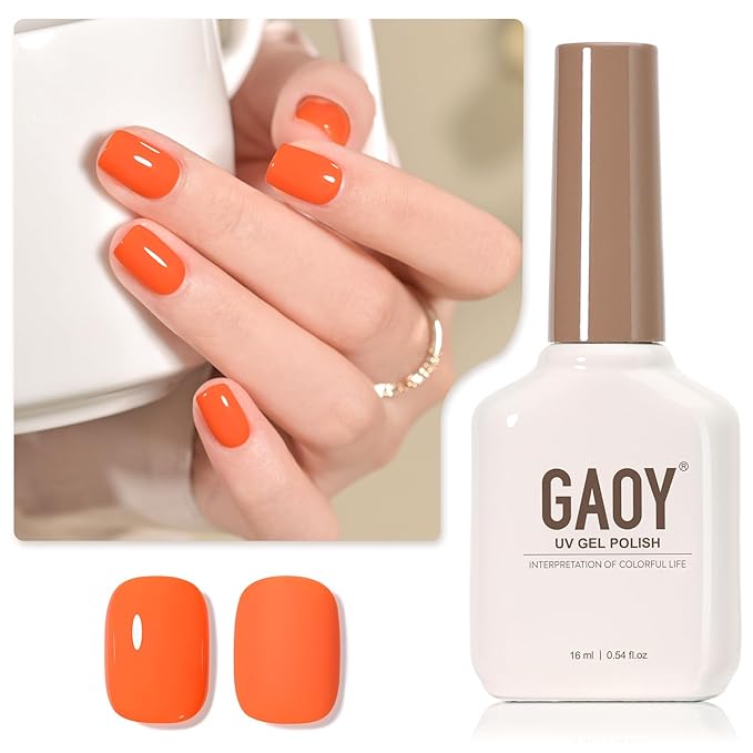 GAOY Orange Gel Nail Polish, 16ml Soak Off Gel Polish, UV Light Cure for Nail Art DIY Manicure at Home, 1460 Bright Orange