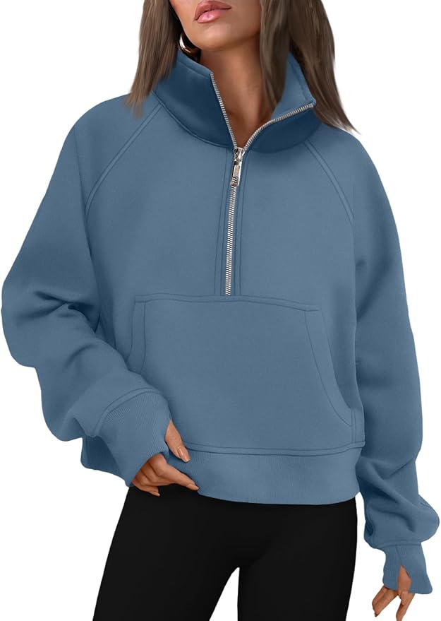 AUTOMET Womens Sweatshirts Half Zip Fleece Pullover Fall Outfits | Fall Fashion Clothes 2026,Cropped Sweatshirts,Cute Y2k Tops,Quarter Zipper Sweater,Winter Loungwear Outfits
