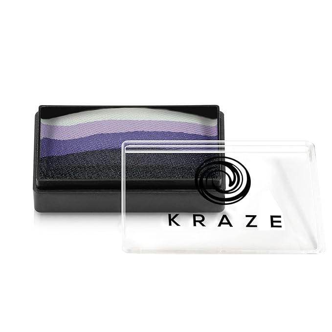 Kraze FX Dome Stroke - Amethyst (25 gm), Professional 1-Stroke Split Cake, Hypoallergenic, Non-Toxic, Water Activated Face & Body Painting Makeup Supplies for Halloween, Kid Safe, Adults