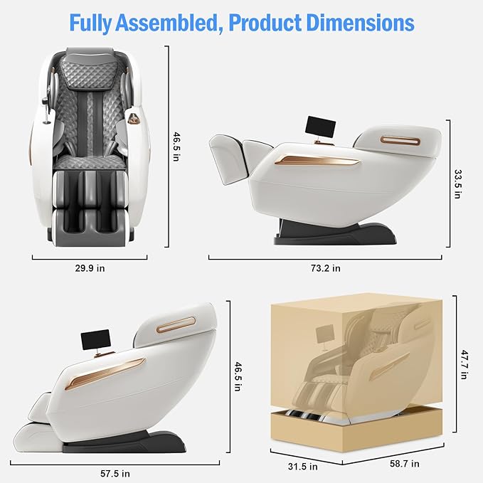 Zero Gravity Massage Chair - 57" Extra-Long SL-Track for Full Body Relief, Back/Leg Heat & Airbag Massage - Relieve Back Pain for Sedentary Workers/Elderly