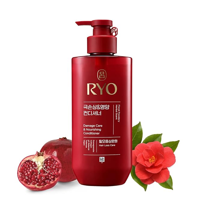 Ryo Hair Damage Care & Nourishing Shampoo & Conditioner Set | Korean Ginseng Herbal Formula for Damaged, Dry Hair | Strengthening Moisture Repair K-Beauty Haircare | Holiday Gift Idea