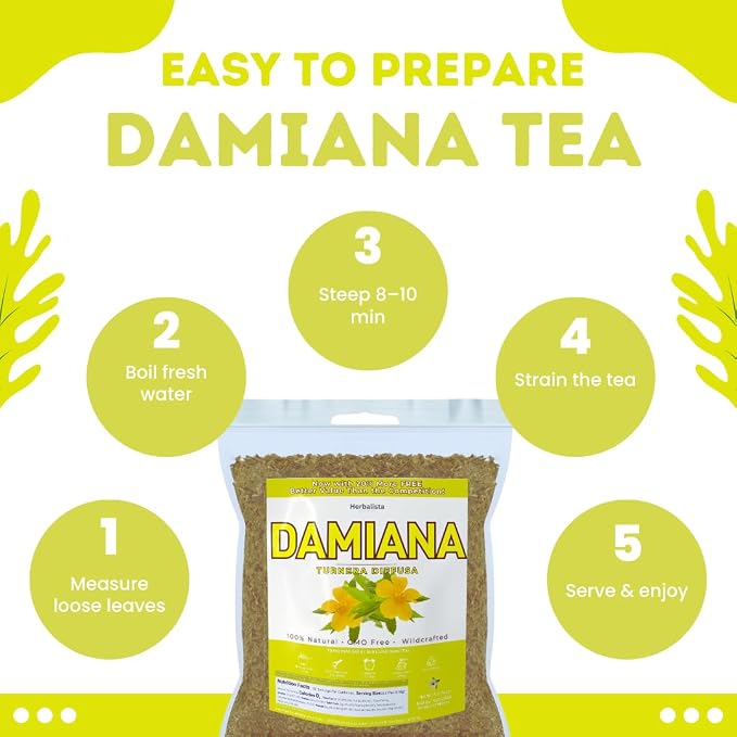 Herbalista - Viral 5oz (141g) Damiana Leaf Herbal Tea - Premium Turnera Diffusa | 100% All-Natural Loose Leaf| Non-GMO Mexican Herbal Tea Wildcrafted.