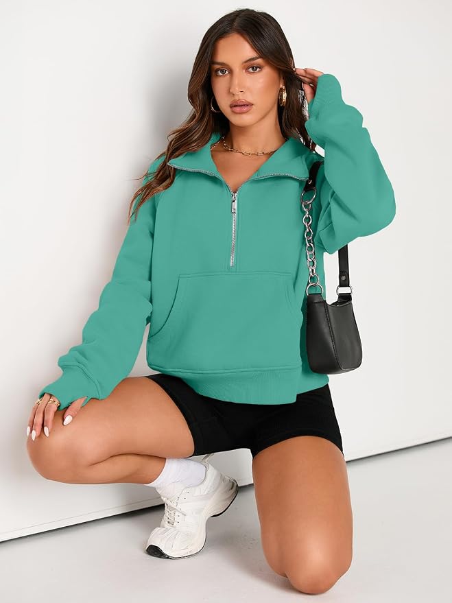 AUTOMET Womens Sweatshirts Half Zip Fleece Pullover Fall Outfits | Fall Fashion Clothes 2026,Cropped Sweatshirts,Cute Y2k Tops,Quarter Zipper Sweater,Winter Loungwear Outfits