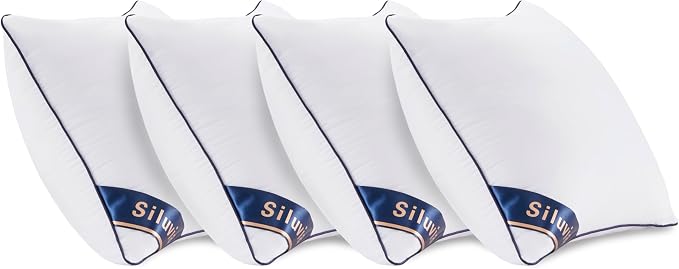 Siluvia 22x22 Down Alternative Pillow Insert 4 Pack, 100% Cotton Cover | 100% Premium Polyester Fill, Fluffy & Soft with Comfy Support - White Decorative Cushion Inserts for Couch, Sofa & Bed