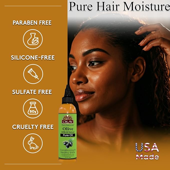 OKAY 100% Pure Natural Olive Oil for Skin & Hair - Cold Pressed Olive Oil for Skin Care, After Shower Body Moisturizer for Women & Men, Use for Massage, Hair Health - 4 Fl Oz (Pack of 1)