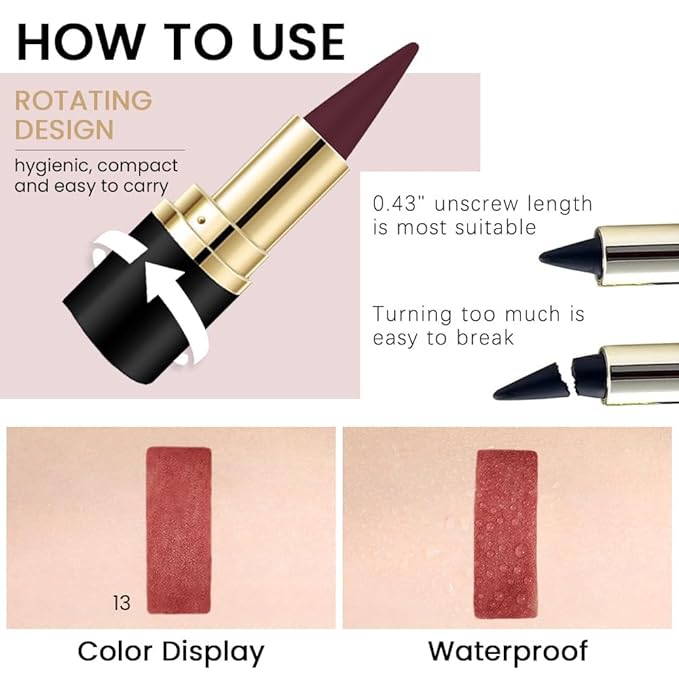 Kaely Dark Red Gel Eyeliner Pencil,Waterproof Smudge Proof Eye Liner Pen,Cat Eye Goth Halloween Makeup,Eye Black Face Paint Lipstick Crayon,Color Colorful Eyeliner Eyeshadow Stick,13