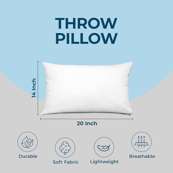 Utopia Bedding Throw Pillows, Decorative 14x20 Pillow Inserts, Set of 4 | Down alternative pillow insert with plush fluffy fill for beds sofas couches and chairs. Suitable for indoor outdoor use.