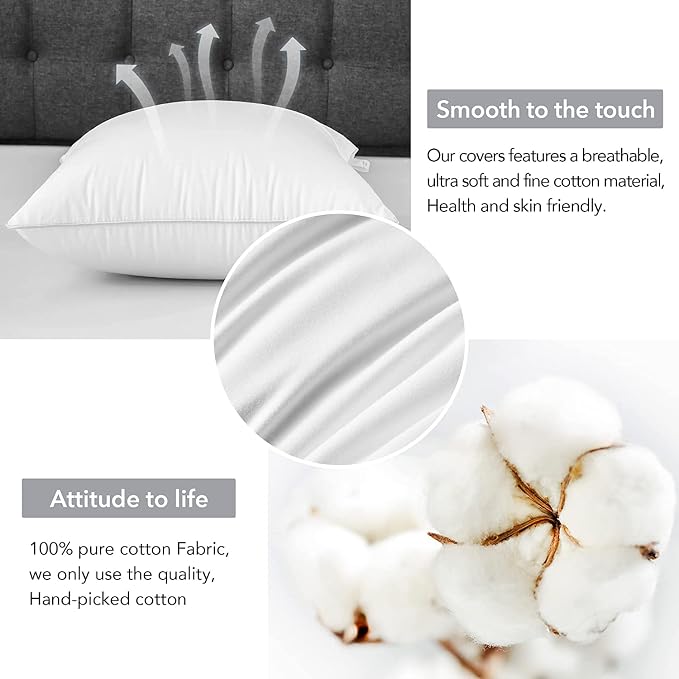FAVRIQ 26 x 26 Euro Pillow Inserts - 26 Inch Decorative Throw Pillows for Couch Bed Sofa with 100% Cotton Cover - Pack of 2