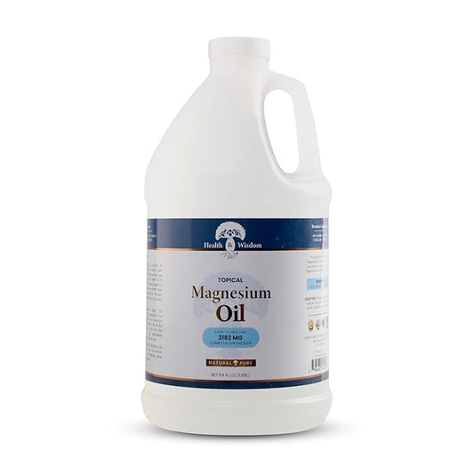 Health & Wisdom Pure Magnesium Oil - Topical Muscle & Joint Relief- Natural and Pure Skin Moisturizer - Enhanced Absorption - 64 fl oz