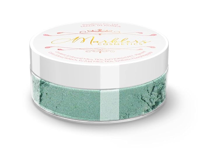 MARBLERS Fine Natural Mica Powder [Eggshell Mint] 0.11oz (3g) | Highly Pigmented | Non-Toxic, Vegan, Cruelty-Free | Eyeshadow, Body Butter, Nail Polish, Nail Art | Party, Body, Face Makeup