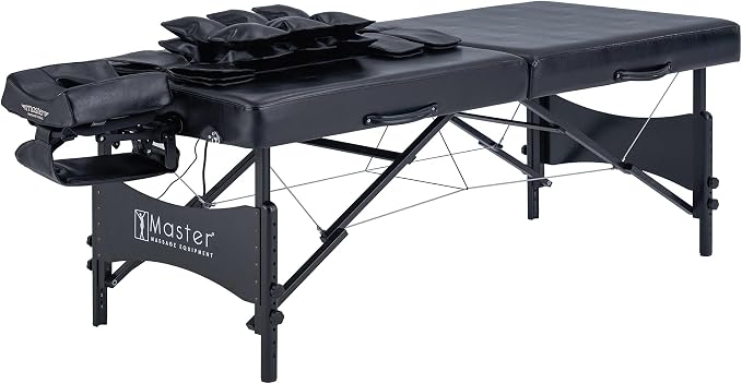 Monaco 30” Master Massage Portable Massage Table Airwave Full Body Stretching with Airbags 3D Lumbar Traction for Professional & Home Use Chiropractic Bed-Black