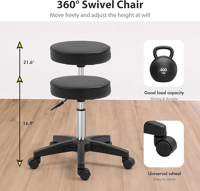 Massage Salon Tattoo Chair with Two Trays， Esthetician Bed with Hydraulic Stool,Multi-Purpose 3-Section Facial Bed Table, Adjustable Beauty Barber Spa Beauty Equipment (Black, Wide)