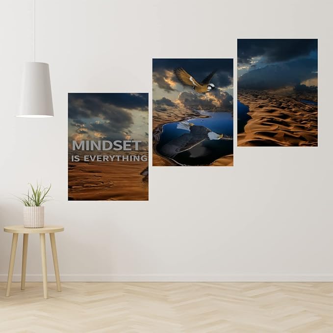 3 Panels Inspirational Canvas Poster Motivational Wall Art Inspirational Wall Art Entrepreneur Quotes Artwork Painting Picture for Framed Home Decoration Living Room office bedroom 72" W x 36" H